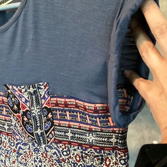 KNOX ROSE Patch Front Pocket Blouse Aztec Boho Womens Extra Small XS - Picture 8 of 14